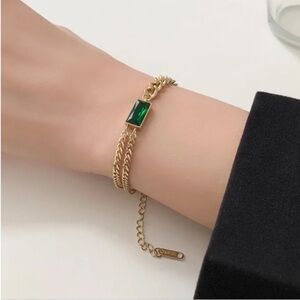 Emerald green zircon gold bracelet